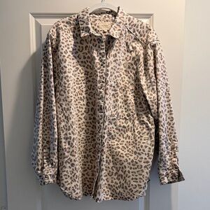 Sezane Leopard Print Button-Up Shirt